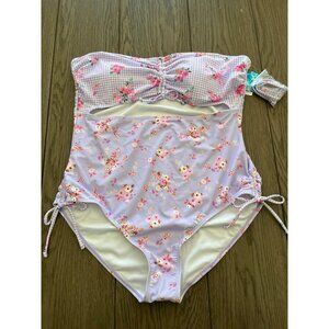 NWT Decree Womens Cottagecore Lavender Floral One-Piece Swimsuit